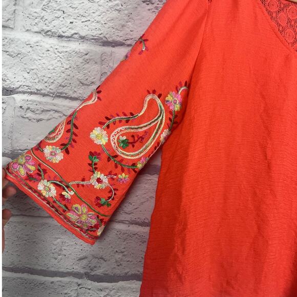 Figueroa & Flower Women XL Boho Peasant Artsy Maximalist Embroidered Lace Blouse - Picture 5 of 11